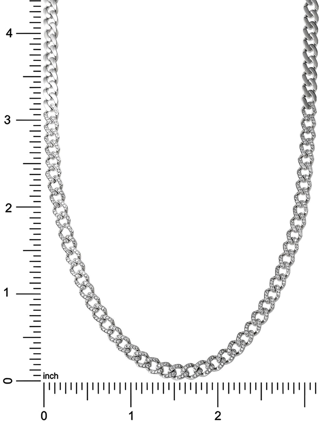 Brilliance Fine Jewelry Men's Stainless Steel Simulated Diamond 7MM Curb Chain Necklace, 22 inches