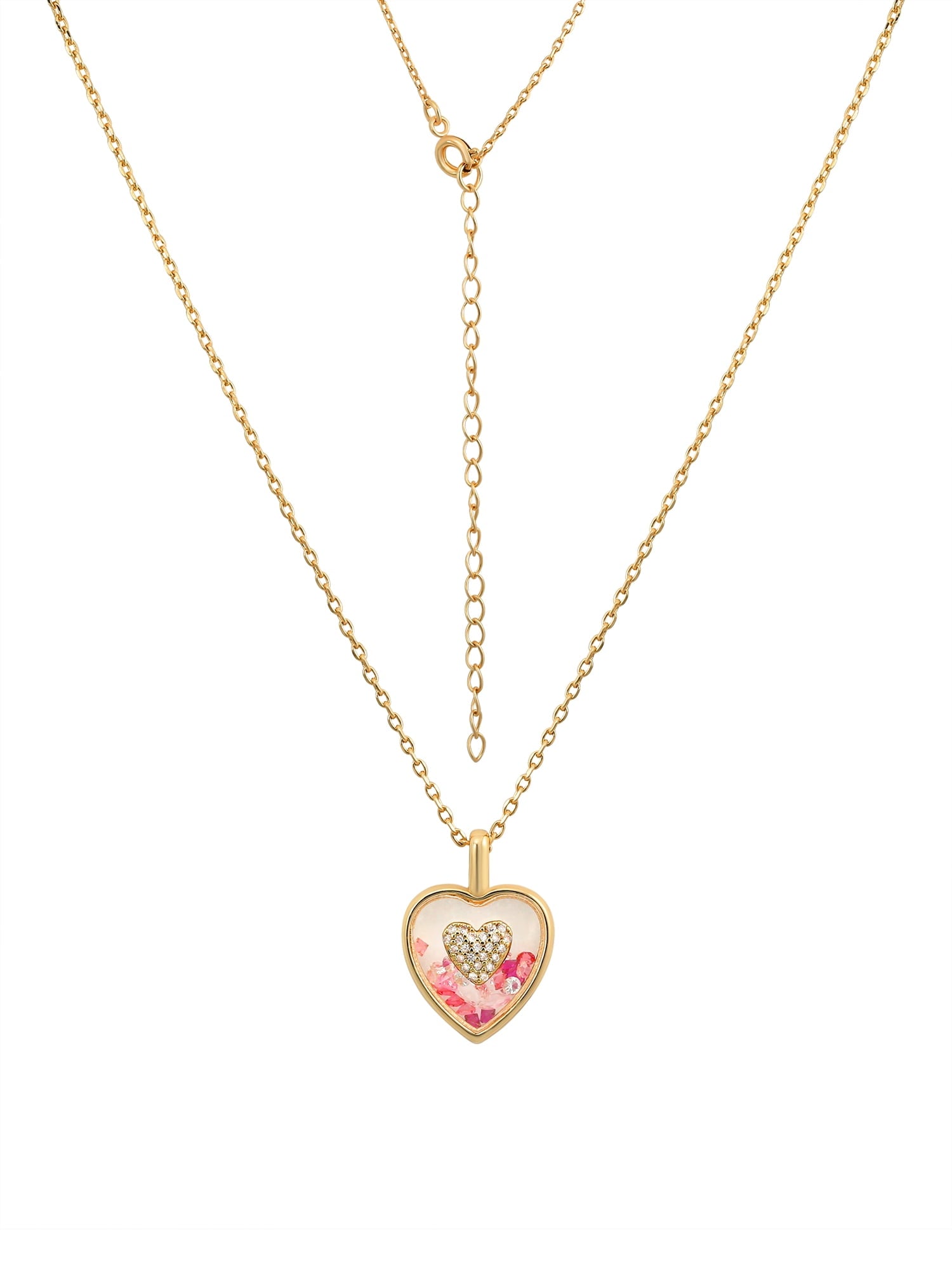 Believe by Brilliance Crystal and Cubic Zirconia Heart Shaker Necklaces in 14KT Gold Flash Plated