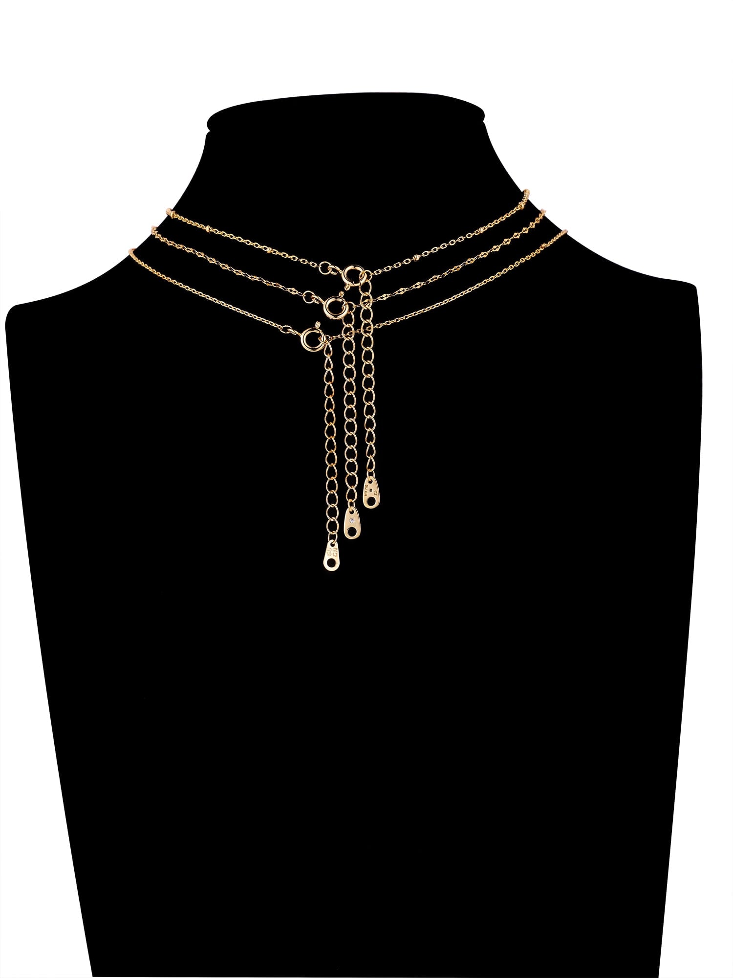 Believe by Brilliance W Triple Chain Initial Necklace Set in 14KT Gold Flash Plated Brass