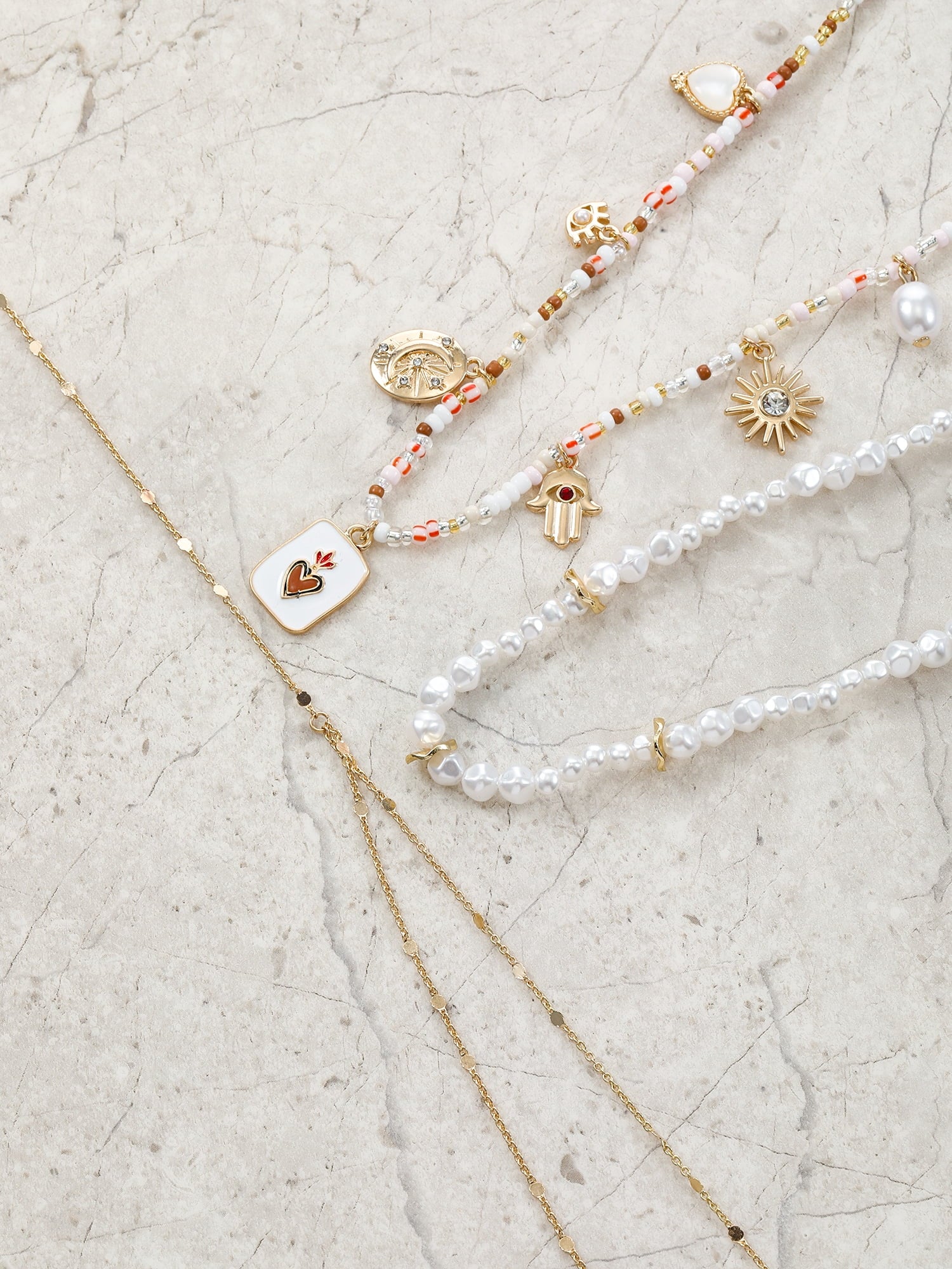 No Boundaries Goldtone Lariat/Charm Necklace Set, 3 Pieces