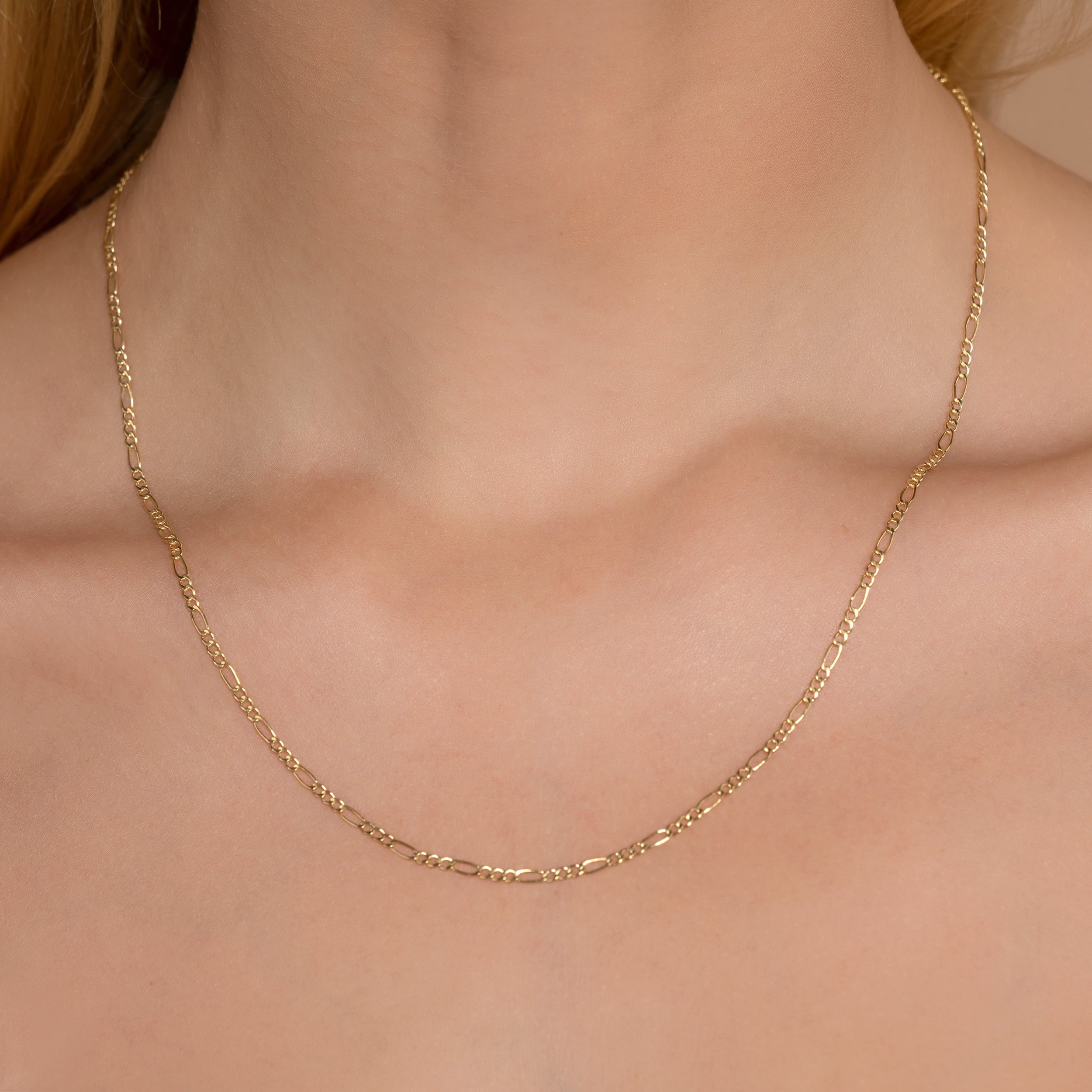 Pori Jewelers 14K Solid Gold 2.5MM Figaro Chain Necklace