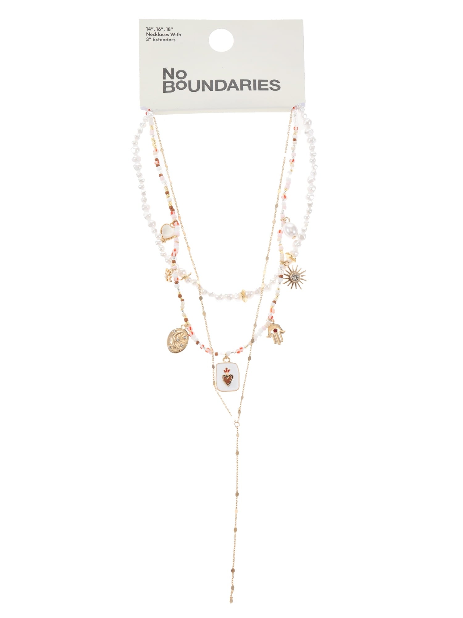 No Boundaries Goldtone Lariat/Charm Necklace Set, 3 Pieces