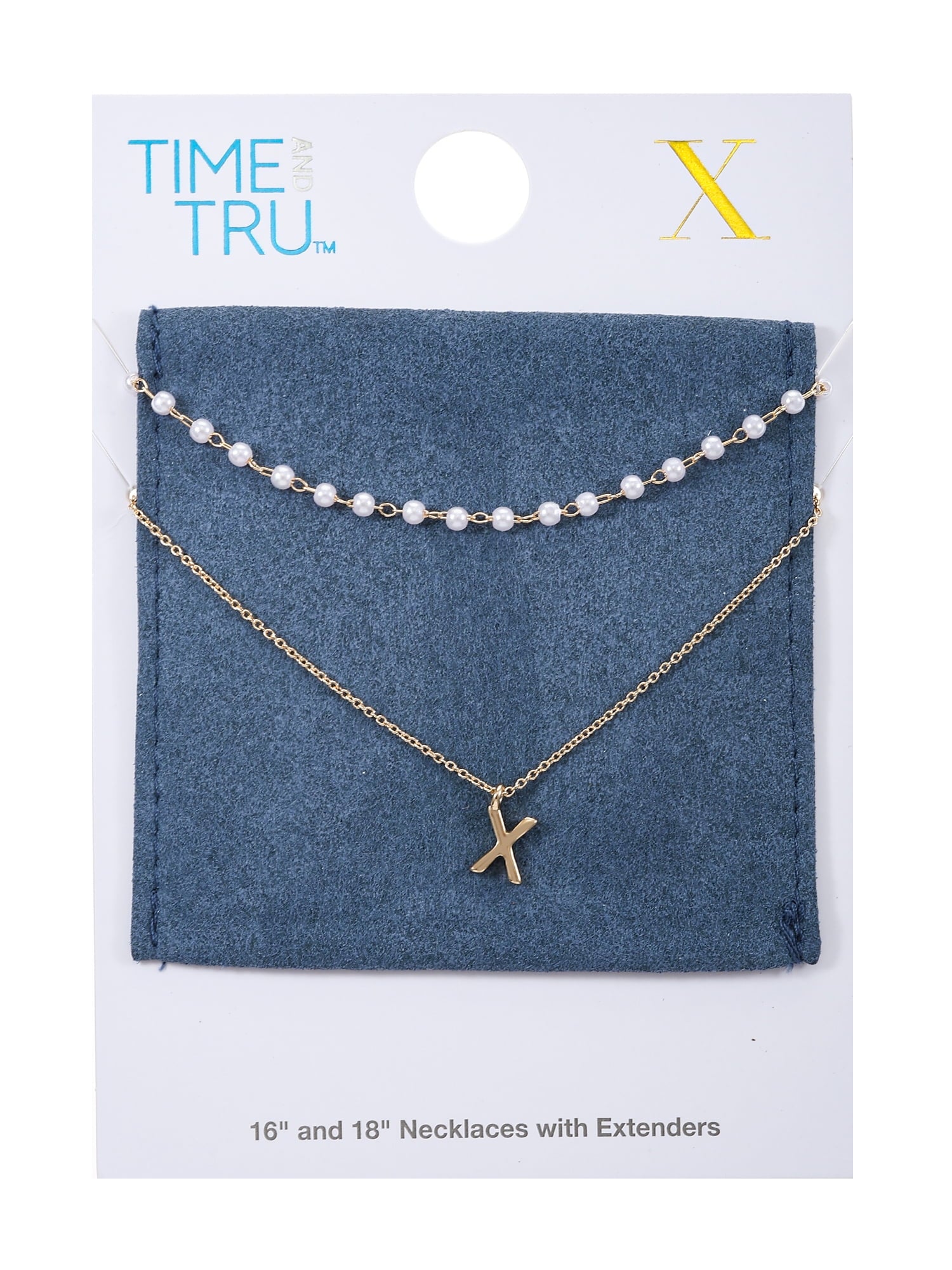 Time and Tru Goldtone Initial Letter Necklace Set, 2 Pieces, Letter X