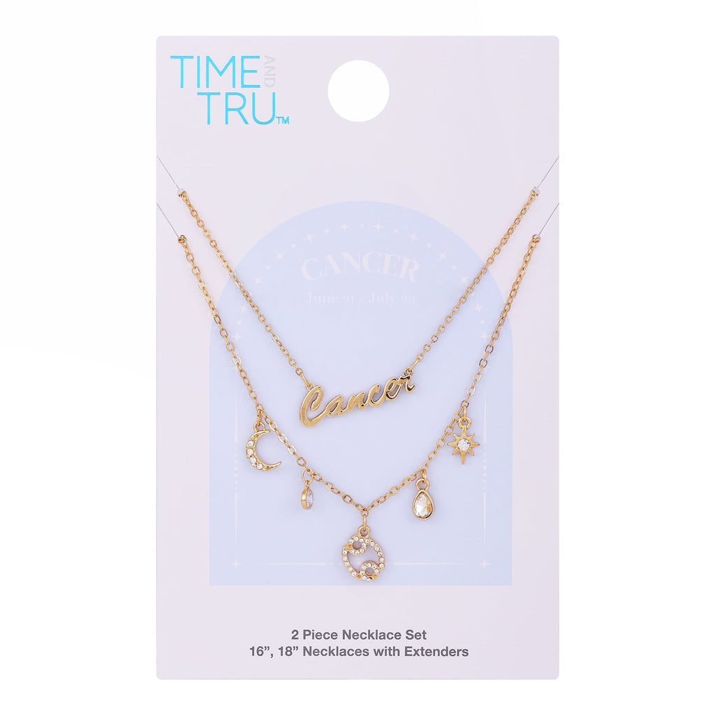 Time and Tru Women's Gold-Tone Layered Cancer Zodiac Charm Necklace.